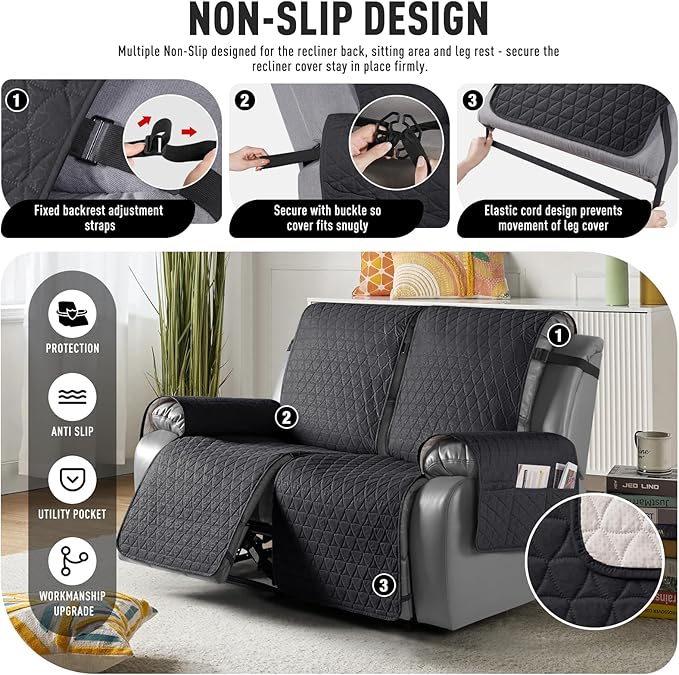 TAOCOCO 100% Waterproof Recliner Cover, Non-Slip Washable Reclining Couch Cover - Image 5