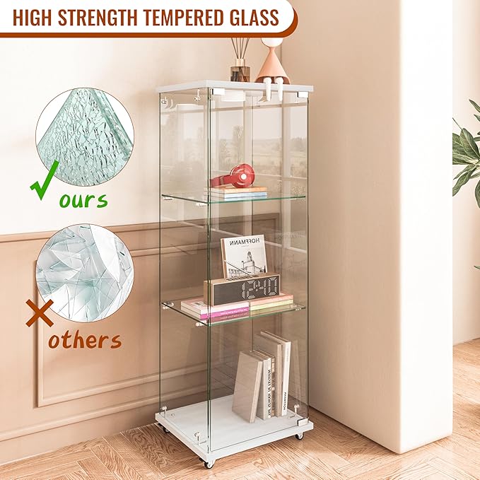 Yoluckea 3-Shelf Glass Display Cabinet - Image 6