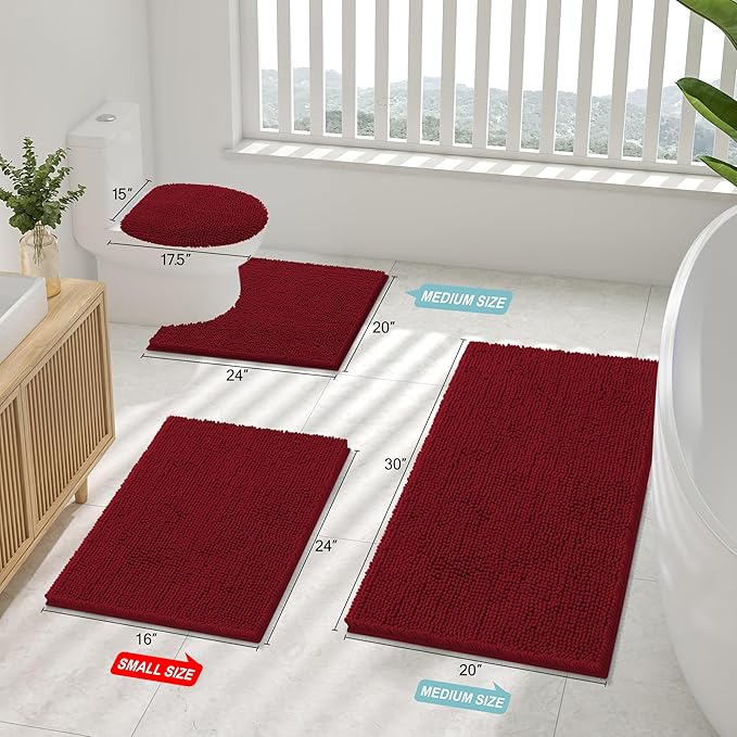 Smiry Luxury Chenille Bathroom Rugs 47x17, Extra Soft and Absorbent Shaggy Bath - Image 2
