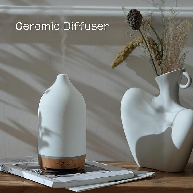 VIVITEST 200ML Ceramic Essential Oil Diffuser, Stone Essential Oil Diffuser - Image 2