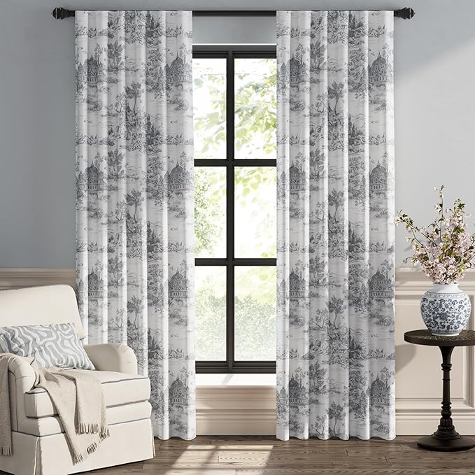 jinchan 95% Blackout Toile Curtains - Image 2