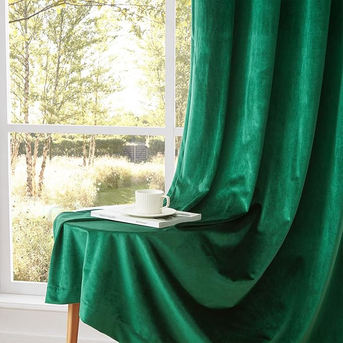 Christmas Green Decorative Velvet Curtains 120 inches Elegant Living Room - Image 4