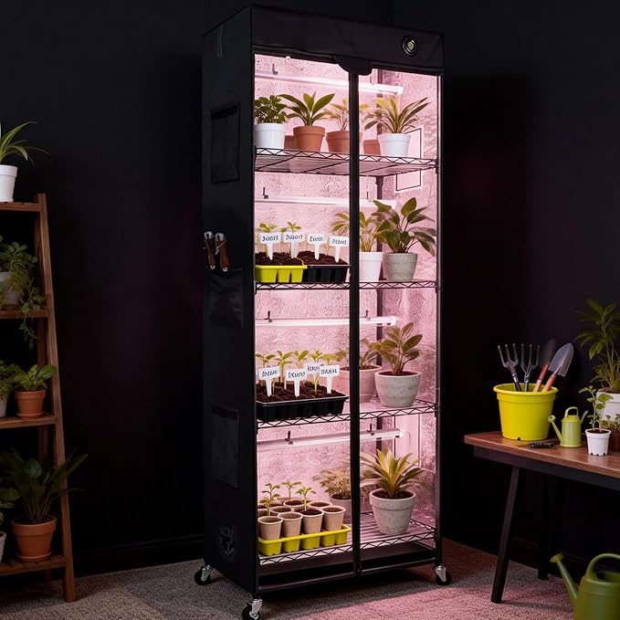WORTH Mini Greenhouse with LED Grow Lights & Digital Thermo-Hygrometer – by WORTH