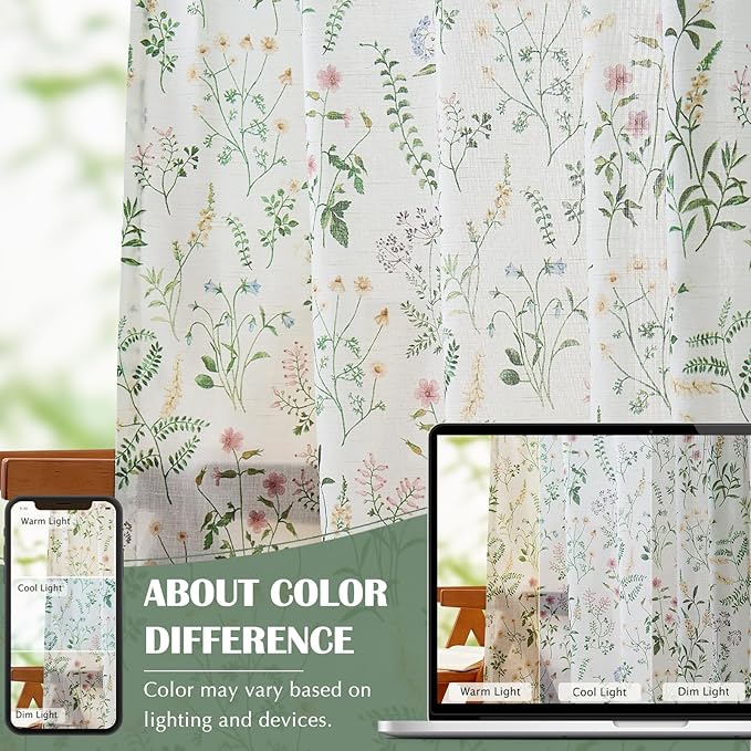 jinchan Floral Linen Blend Curtains - Image 9