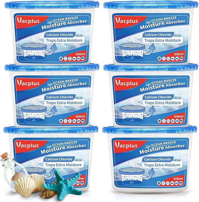 Vacplus Moisture Absorbers 6 Pack, Portable Humidity Absorber Boxes by Vacplus