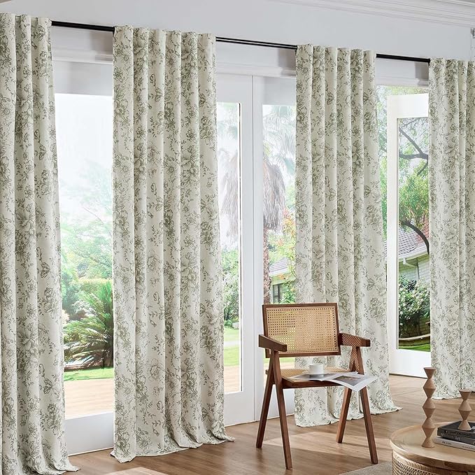jinchan Blackout Curtains Linen Blend Floral Curtain - Image 7