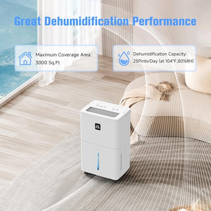 25 Pint Dehumidifier for Basement, Quiet Dehumidifier - Image 2