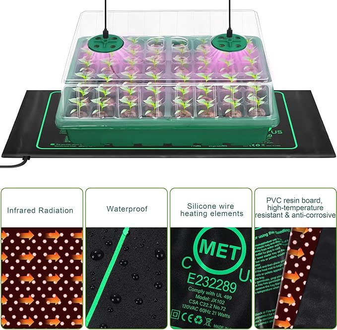 Seed Starter Kit with Grow Light Seedling Heat Mat 48 Cells Seed Starter Tray - Image 3