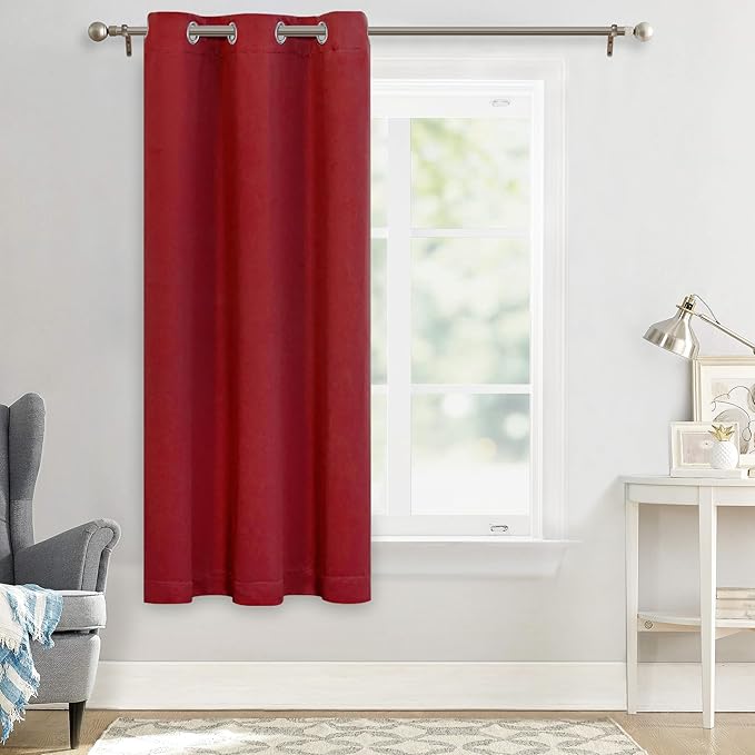 MYSKY HOME Red Curtains Bedroom Curtains 63 Inch Long Blackout Curtains - Image 7
