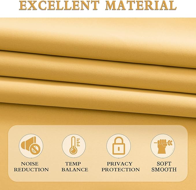 DONREN Dark Yellow Blackout Curtains - Image 5