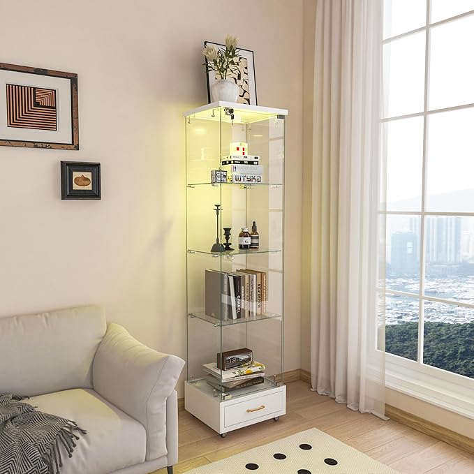 Yoluckea 4 Tiers Glass Display Cabinet - Image 6