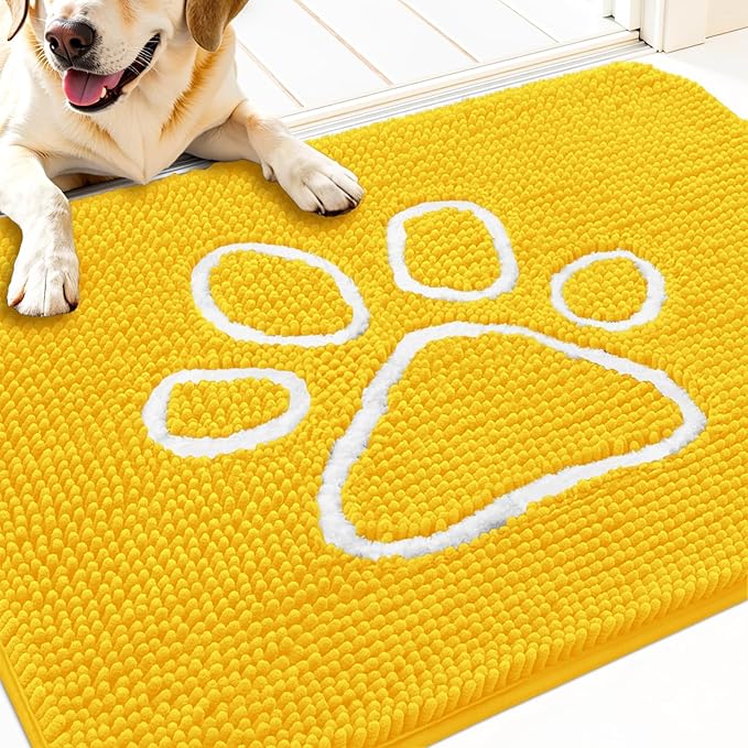 OLANLY Dog Door Mat for Muddy Paws 30x20, Paw Print Design, Absorbs Moisture by OLANLY