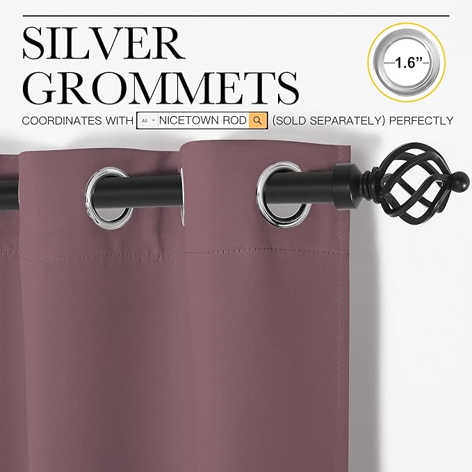 NICETOWN Dry Rose Blackout Curtains - Image 3