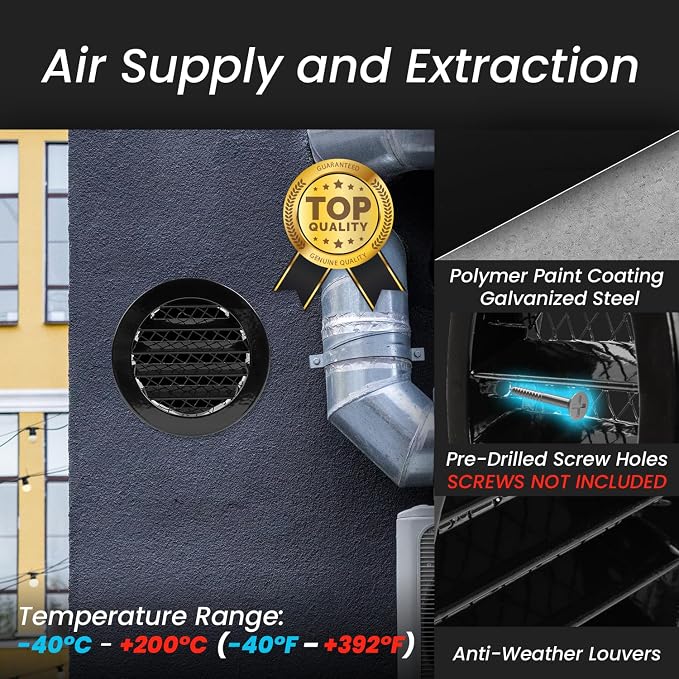 Repa Market 8 Inch Heavy-Duty Black Aluminum Alloy Gable Vent - Image 3