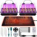 2 Sets Seed Starter Tray with Grow Light & Heat Mat, 40-Cell Seed Starter Kit by Saillong
