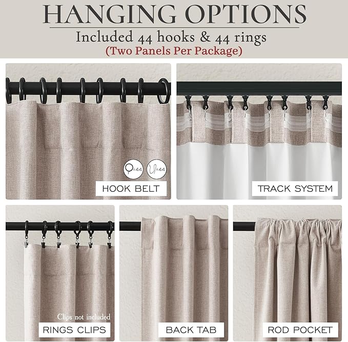 Blackout Curtains 70 Inches Extra Wide Linen Curtains 84 Inch Length - Image 3