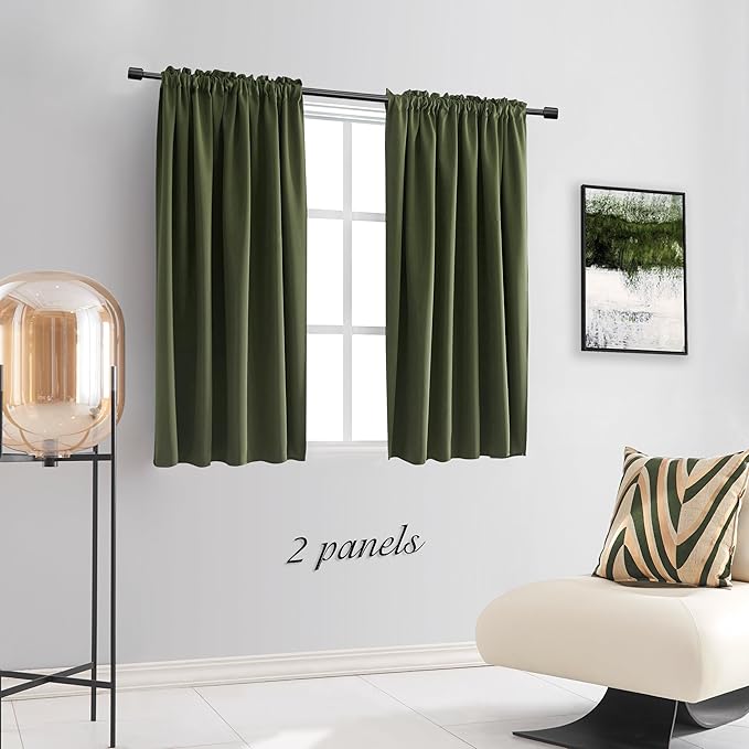 DONREN Olive Green Blackout Curtains 48 Inch Length 2 Panels Set - Image 5