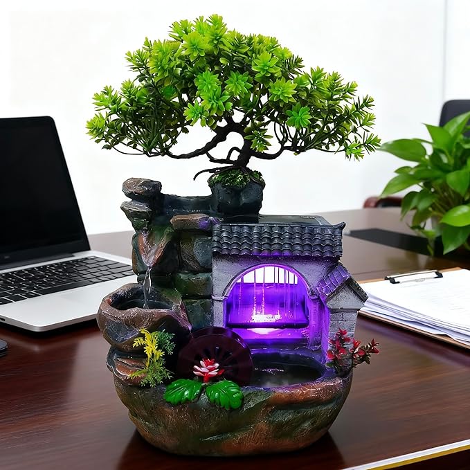11" Desktop Fountain Rock Waterfall Humidifier - Image 7