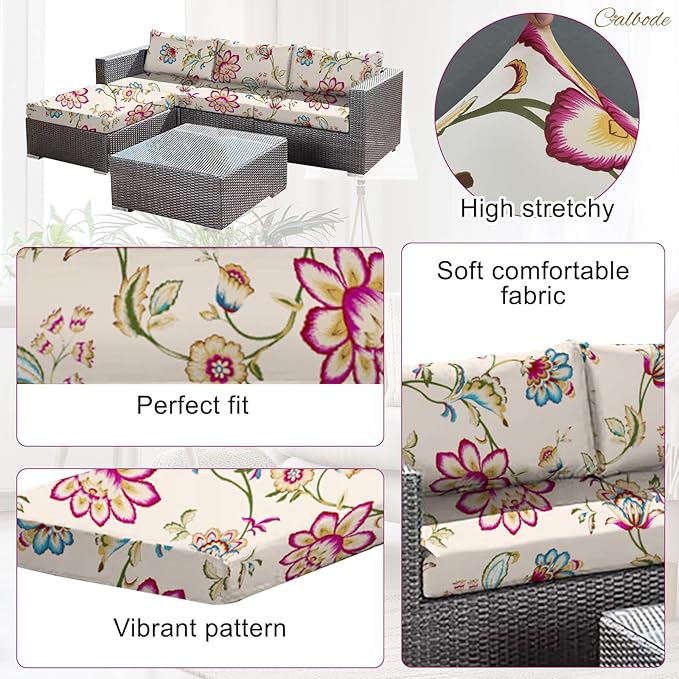 14pcs Single Seat Floral Print Outdoor Couch Cover, Waterproof Elastic - Image 3