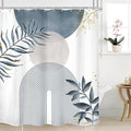 Blue Gray Boho Shower Curtain 60Wx72H Abstract Grey Bohemian Modern Leaves Mid by MitpokBrand