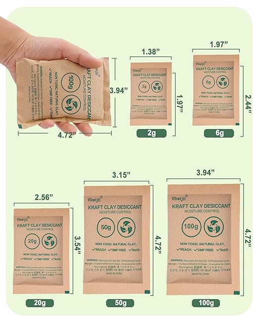 6 Gram Kraft Clay Desiccants Packs, Premium Food Grade Desiccant - Image 7