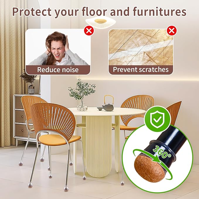 Ezprotekt 24 Pcs Extra Small Chair Leg Floor Protectors, Silicone Felt Chair - Image 4
