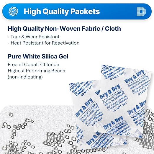 Dry & Dry 20 Gram Silica Gel Packets Desiccants, Silica Packets - Image 2