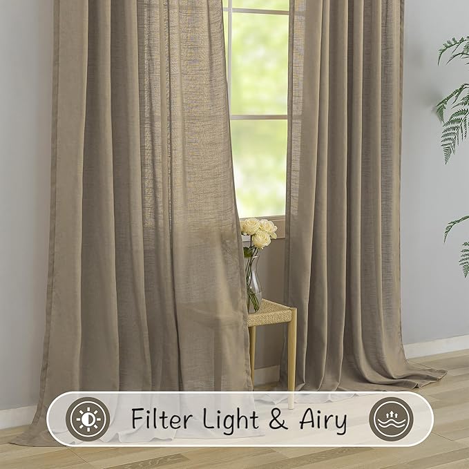 Burlap Linen 144 Inch Length Curtains - Image 5