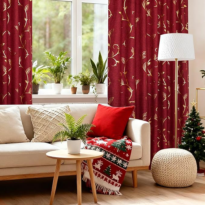 BUHUA Blackout Curtains 84 Inches Long 2 Panels Set Linen Curtains Rod Pocket & - Image 3