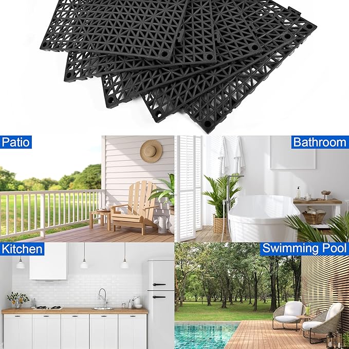 MYFAMIREA Modular Interlocking Cushion 12 Pack 11.8" x 11.8" Rubber Floor Tiles - Image 7