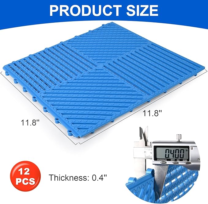 MYFAMIREA Modular Interlocking Cushion 12 Pack 11.8" x 11.8" Rubber Floor Tiles - Image 2