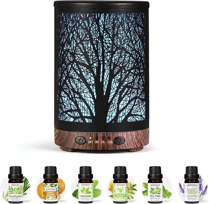 Oil Diffuser with Essential Oils Set, Aromatherapy Diffuser with 7 Color Lights by JOYOLO