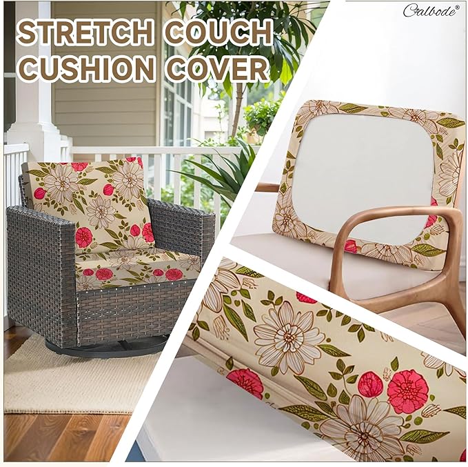 14Pcs Stretch Patio Cushion Cover, Floral Couch & Sofa Slipcovers - Image 5