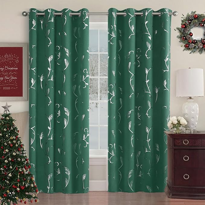 BUHUA Christmas Curtains Window Black Out Light Blocking Noise Reducing Curtains by BUHUA