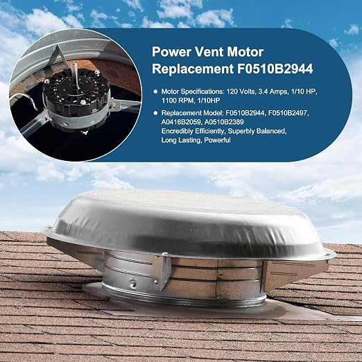 Criditpid F0510B2944 Power Vent Attic Fan Motor & 58033 Adjustable Thermostat - Image 6