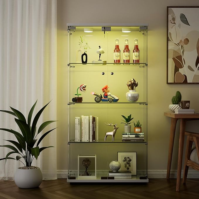Yoluckea 4 Shelves Glass Display Cabinet - Image 5