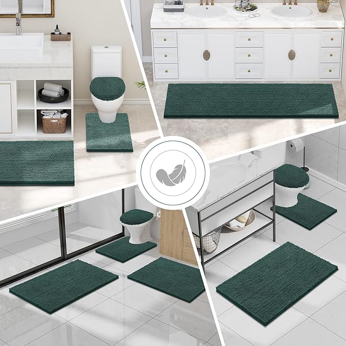 Smiry Luxury Chenille Bathroom Rugs 47x24, Extra Soft and Absorbent Shaggy Bath - Image 8