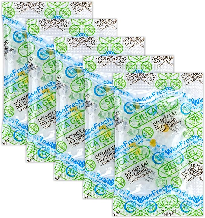 50Pcs 1 Gram Food Safe Desiccant Packs, Silica Gel Packets, Indicating by Wisesorb