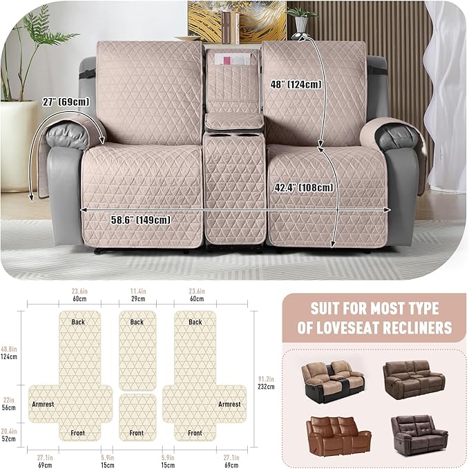 TAOCOCO 100% Waterproof Loveseat Recliner Couch Sofa Covers - Image 3