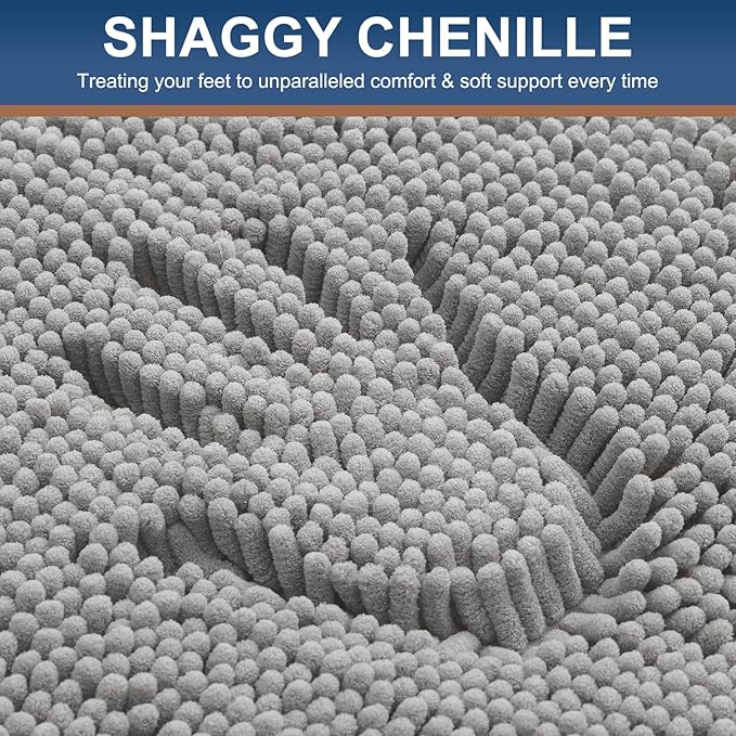 Smiry Luxury Chenille Bathroom Rugs 47x17, Extra Soft and Absorbent Shaggy Bath - Image 4