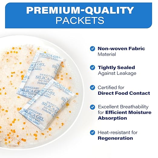 LotFancy Silica Gel Packets, 10 Gram 30 Packs Rechargeable Desiccant - Image 6