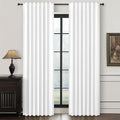 BrightWhite Linen 86 Inch 100% Blackout Curtains by QJMYDECO
