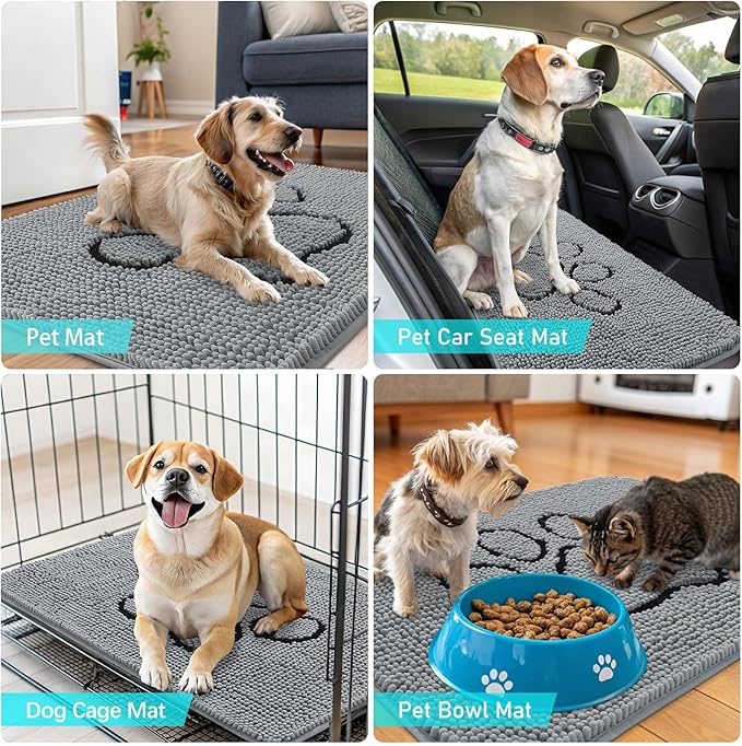 OLANLY Dog Door Mat for Muddy Paws 30x20, Paw Print Design, Absorbs Moisture - Image 7