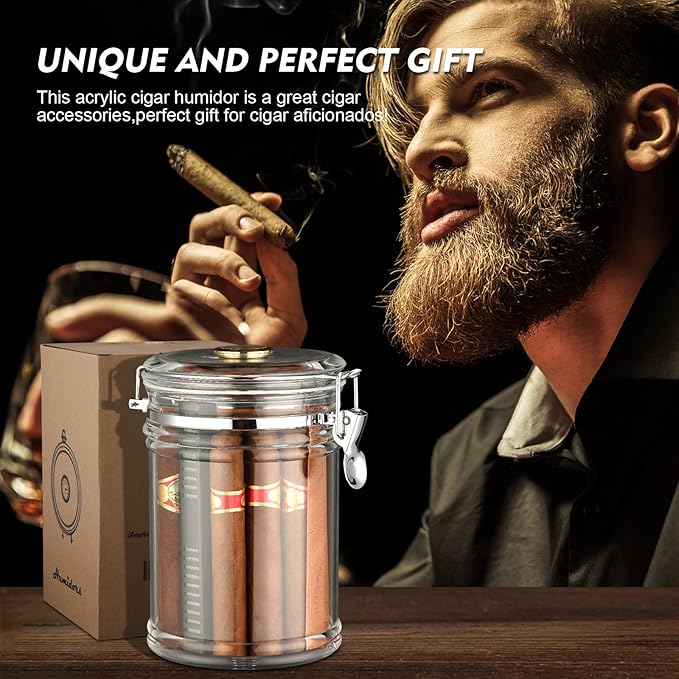 XIFEI Acrylic Humidor Jar with Humidifier and Hygrometer, humidor That can Hold - Image 5