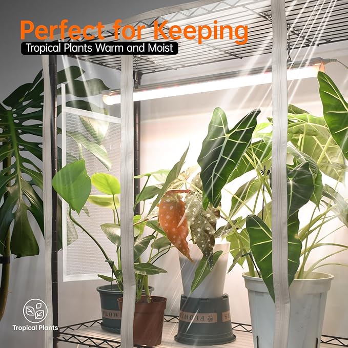 Bstrip Indoor Greenhouse with Grow Light, Plant Shelf with 4 Pack T8 Full - Image 6