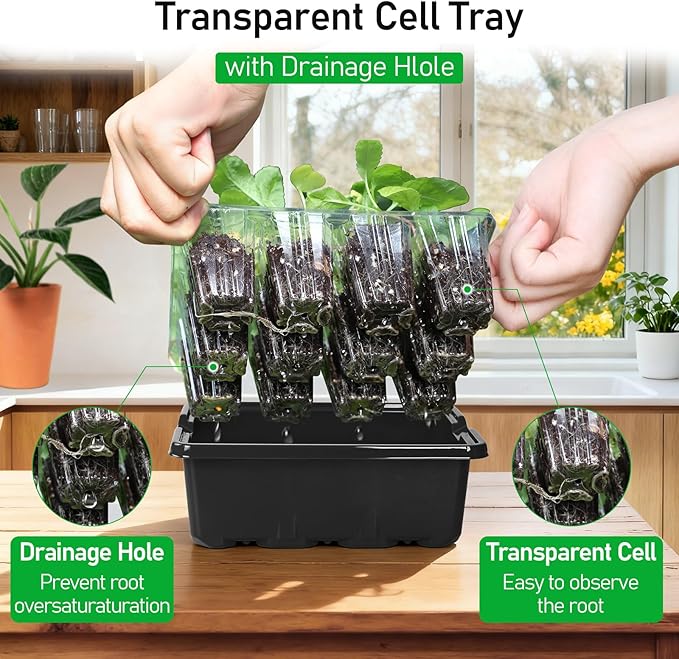 MIXC Seed Starter Tray with Elevated Lid, 120 Cells Seed Starter Kit with - Image 5