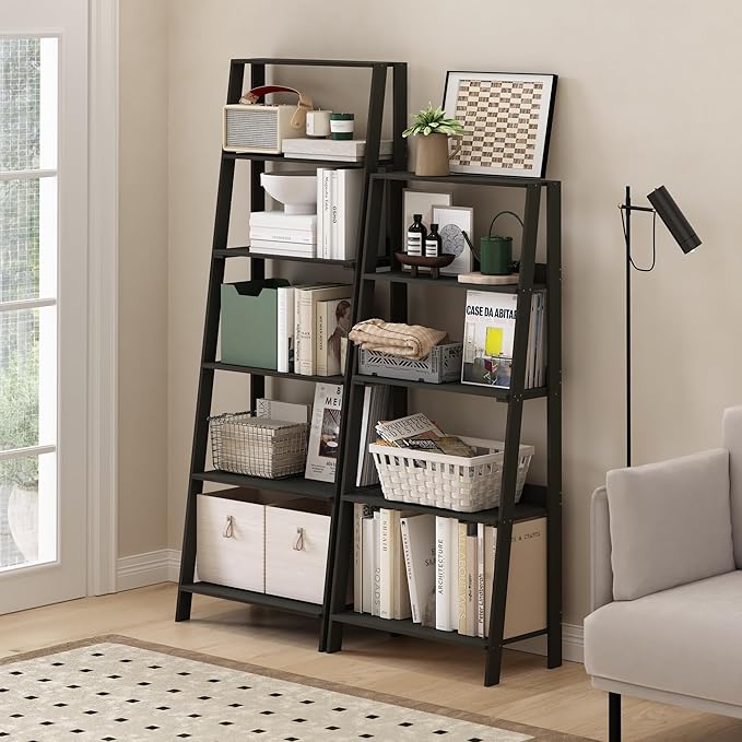 Furinno Ladder Book Shelf, 5-Tier Ladder Shelf, Display Storage Shelves - Image 4