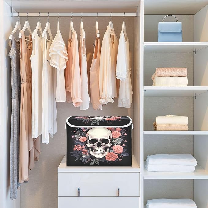 xigua Skull Storage Bins with Lids and Carrying Handle, Foldable Storage Boxes - Image 6