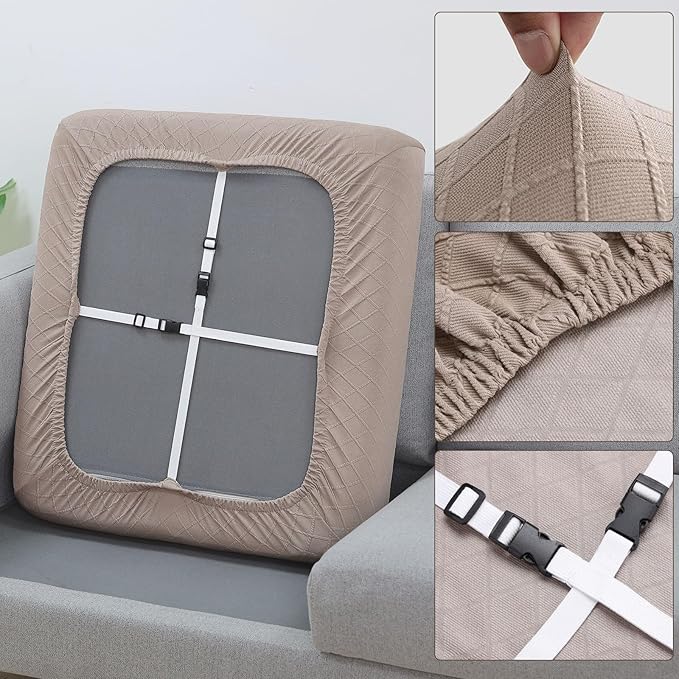 Fuloon Waterproof Seat Cushion Covers 3 PCS, Stretch Sofa Cushion Slipcovers - Image 4