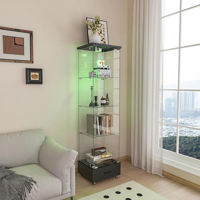 Yoluckea 4 Tiers Glass Display Cabinet - Image 7